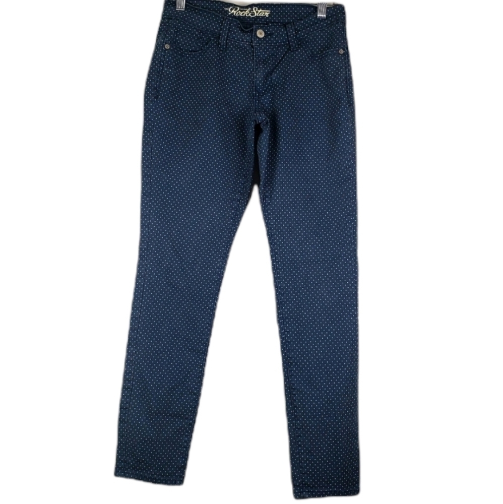 Old Navy Skinny Blue Rock Star polka dots Sz 8